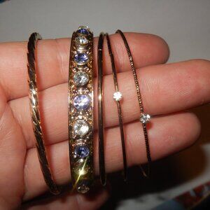Gold plate crystal Bracelets  set 5ps Diameter 3"